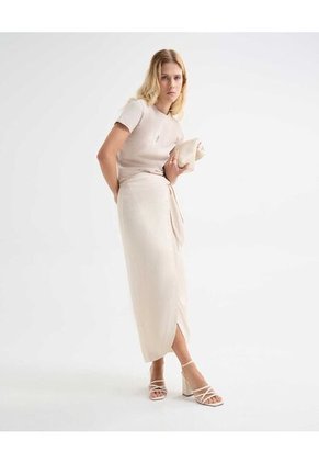 Camiseta Para Mujer Manga Corta Cuello Redondo Color Beige Marca Seven Seven #28096223