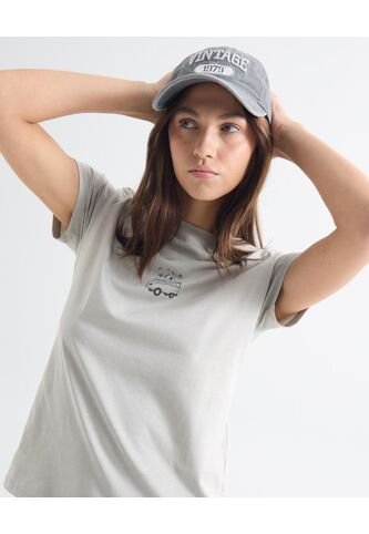 Camiseta Para Mujer Manga Corta Cuello Redondo Color Beige Marca Seven Seven #28096226 Seven Seven