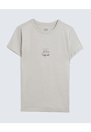 Camiseta Para Mujer Manga Corta Cuello Redondo Color Beige Marca Seven Seven #28096226