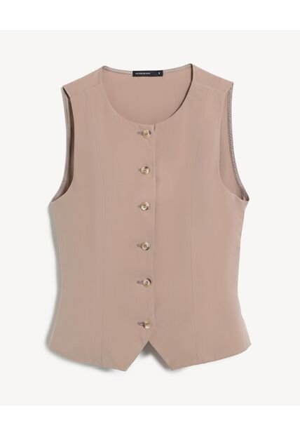 Chaleco  Para Mujer Plano Color Taupe Marca Seven Seven #28250161