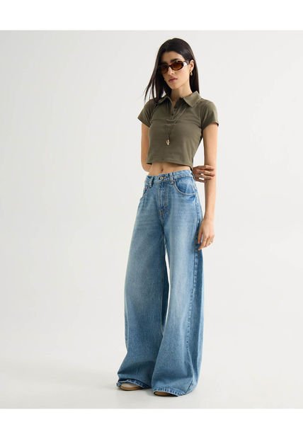 Jean Para Mujer Wide-Leg Color Azul Marca Seven Seven #28160946