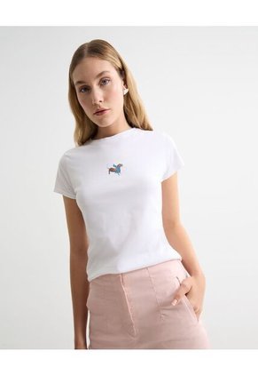 Camiseta Para Mujer Manga Corta Cuello Redondo Color Crudo Marca Seven Seven #28096372