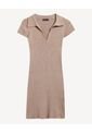 Vestido Cuello Tipo Polo  Para Mujer Taupe Seven Seven de Seven Seven