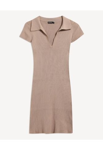 Vestido Cuello Tipo Polo  Para Mujer Taupe Seven Seven Seven Seven