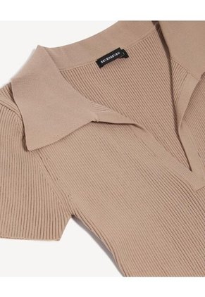 Vestido Cuello Tipo Polo  Para Mujer Taupe Seven Seven