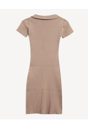 Vestido Cuello Tipo Polo  Para Mujer Taupe Seven Seven
