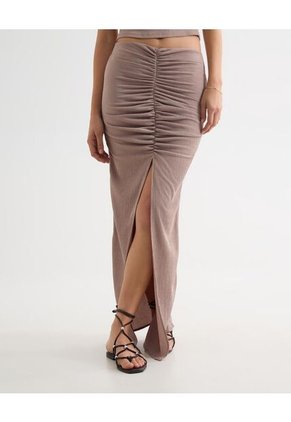 Falda Maxi Efecto Drapeado  Para Mujer Beige Seven Seven