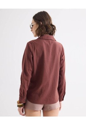 Blusa Estampada Con Bolsillo Para Mujer Café Seven Seven