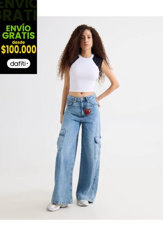 Jean Para Mujer Wide-Leg Color Azul Marca Seven Seven #28160962 Seven Seven