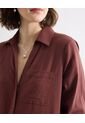 Blusa Estampada Con Bolsillo  Para Mujer Café Seven Seven de Seven Seven