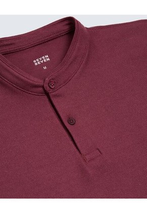 Polo Para Hombre Cuello Mao  Color Vino Marca Seven Seven #45110875