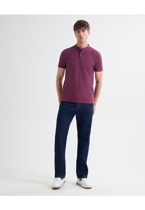 Polo Para Hombre Cuello Mao  Color Vino Marca Seven Seven #45110875