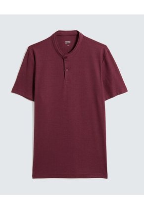 Polo Para Hombre Cuello Mao  Color Vino Marca Seven Seven #45110875