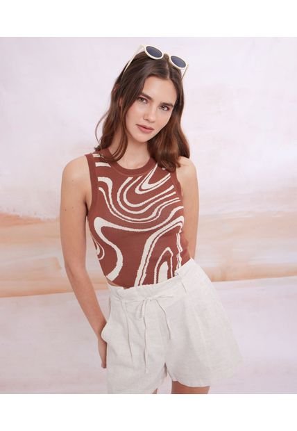 Camiseta Manga Sisa Mujer Seven Viscosa Café 28095363-80095