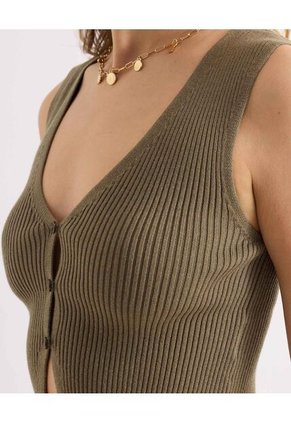 Camiseta Para Mujer Manga Sisa Cuello V Color Verde Marca Seven Seven #28096276