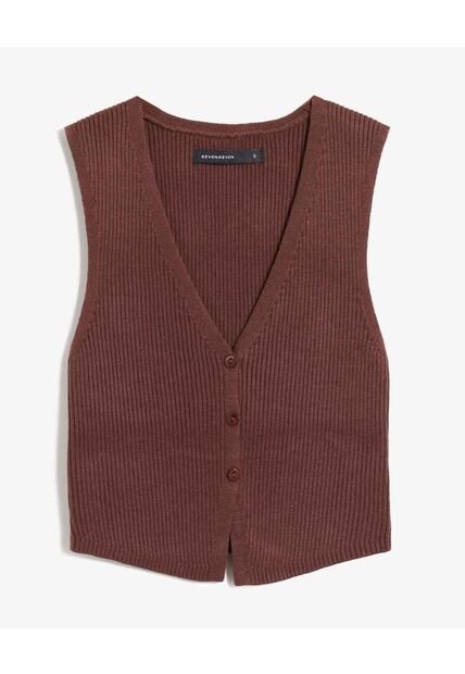 Camiseta Para Mujer Manga Sisa Cuello V Color Café Marca Seven Seven #28096276