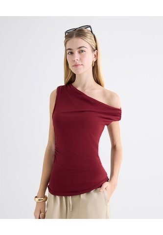 Camiseta Asimétrica Silueta Contorneada  Para Mujer Rojo Seven Seven Seven Seven