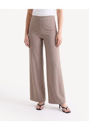 Pantalón Recto Con Cortes Para Mujer Taupe Seven Seven