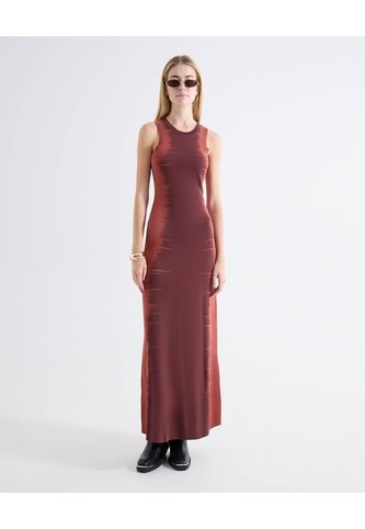 Vestido Jacquard Bicolor Largo  Para Mujer Vino Seven Seven Seven Seven