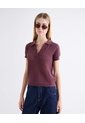 Camiseta Polo Tricot Texturizada  Para Mujer Vino Seven Seven de Seven Seven