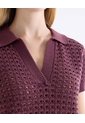 Camiseta Polo Tricot Texturizada  Para Mujer Vino Seven Seven de Seven Seven