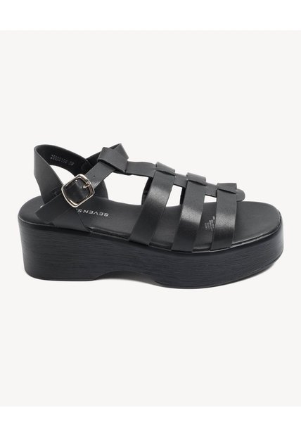 Sandalias De Plataforma  Para Mujer Negro Seven Seven