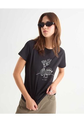 Camiseta Para Mujer Manga Corta Cuello Redondo Color Negro Marca Seven Seven #28096207