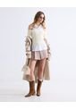 Falda Short Con Prenses  Para Mujer Beige Seven Seven de Seven Seven