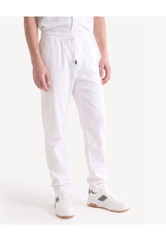 Pantalón Carrot En Lino  Para Hombre Marfil Seven Seven Seven Seven