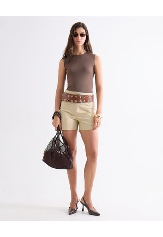 Short Tiro Alto Con Pinzas  Para Mujer Arena Seven Seven Seven Seven