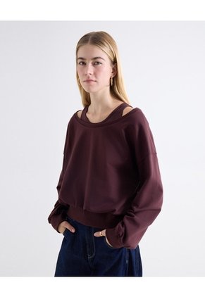 Buzo Tejido Escote Bandeja Para Mujer Vino Seven Seven