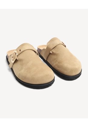 Mules Casual Con Hebilla Xl  Para Mujer Beige Seven Seven