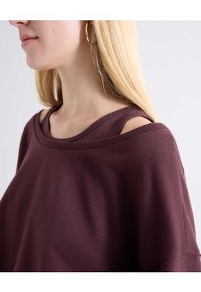Buzo Tejido Escote Bandeja Para Mujer Vino Seven Seven
