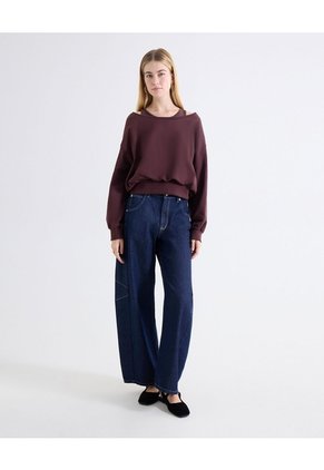 Buzo Tejido Escote Bandeja Para Mujer Vino Seven Seven