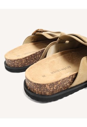 Mules Casual Con Hebilla Xl  Para Mujer Beige Seven Seven