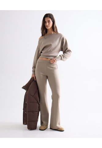 Pantalón Flare Tiro Alto  Para Mujer Taupe Seven Seven Seven Seven