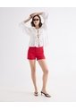 Short Tejido Plano Con Pinzas  Para Mujer Rojo Seven Seven de Seven Seven