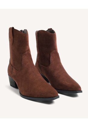 Botines Western Tipo Gamuza  Para Mujer Café Seven Seven