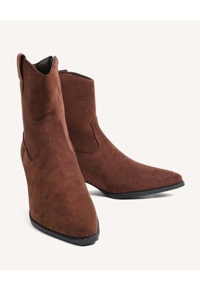 Botines Western Tipo Gamuza  Para Mujer Café Seven Seven