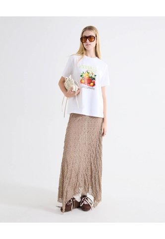 Falda Encaje Ruedo Picos  Para Mujer Café Seven Seven Seven Seven