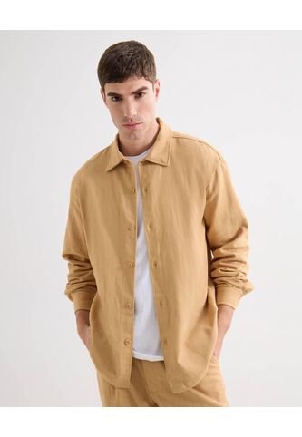 Camisa Para Hombre Manga Larga Sin Bolsillo Cuello Casual M Color Camel Marca Seven Seven #45012181 Seven Seven