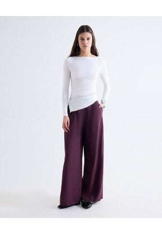 Pantalón Wide Leg Tiro Alto Con Vuelo  Para Mujer Café Seven Seven Seven Seven