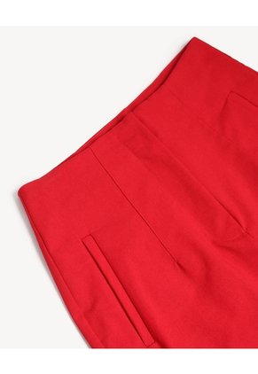 Short Tejido Plano Con Pinzas  Para Mujer Rojo Seven Seven