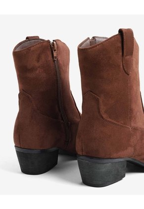 Botines Western Tipo Gamuza  Para Mujer Café Seven Seven