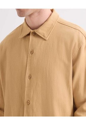 Camisa Para Hombre Manga Larga Sin Bolsillo Cuello Casual M Color Camel Marca Seven Seven #45012181