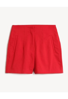 Short Tejido Plano Con Pinzas  Para Mujer Rojo Seven Seven