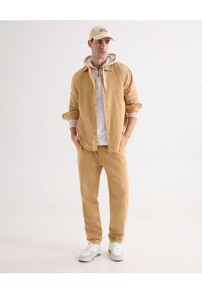 Camisa Para Hombre Manga Larga Sin Bolsillo Cuello Casual M Color Camel Marca Seven Seven #45012181