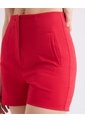 Short Tejido Plano Con Pinzas  Para Mujer Rojo Seven Seven de Seven Seven