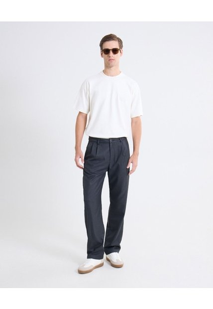 Pantalón Sastre De Doble Pinza  Para Hombre Negro Seven Seven