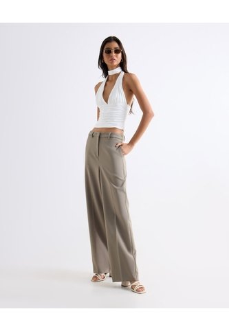 Pantalón Wide Leg Con Pasadores  Para Mujer Gris Seven Seven Seven Seven
